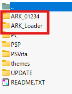 ARK_01234フォルダとARK_Loaderフォルダ
