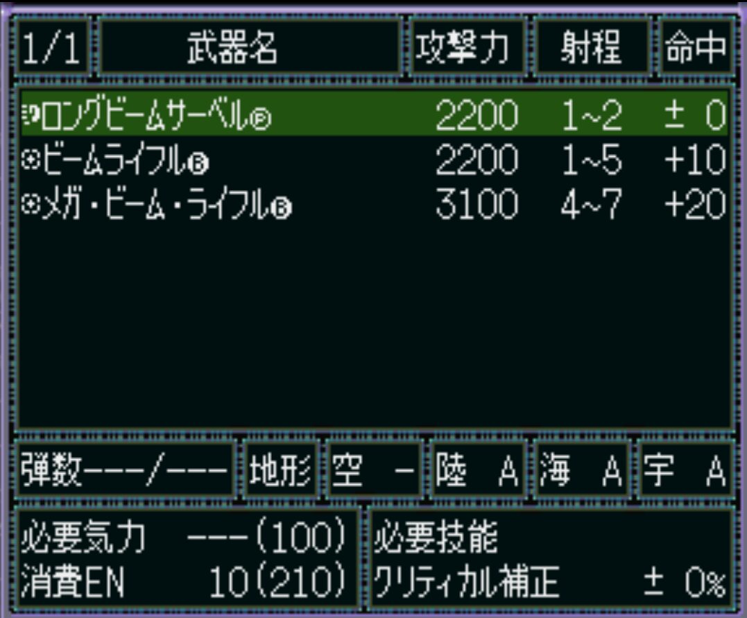 ZⅡユニット能力（武器）